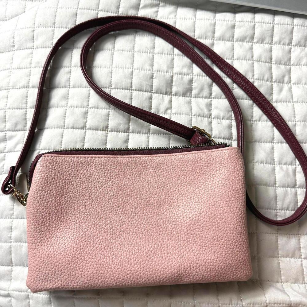 KEDZIE Stylish Crossbody Bag‎ - Burgundy & Pink purse